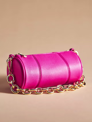Faux Leather Barrel Shoulder Bag