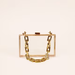 Clear Clutch with Gold Chain