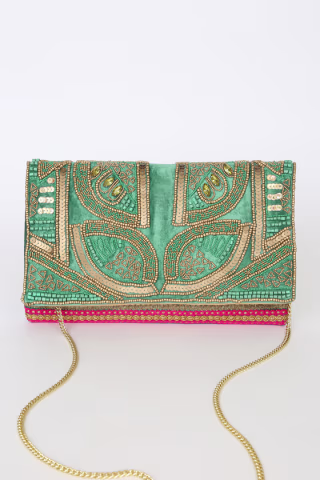 Lulus | Bead the Best Green Velvet Beaded Clutch | 100% Cotton