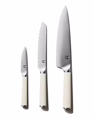 Material, Knife Trio, Carbon Stainless Steel Japanese Chef's Knife for Chopping and Cutting, Razor-Sharp Strong Blade, Cool Neutral