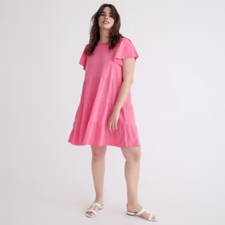 Knit broken-in jersey tiered mini dress