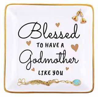 RELISSA Gifts for Godmother, Jewelry Tray Trinket Dish, Godmother Gifts from Godchild, Godmom Gift for Christmas, Mother's Day or Birthday (Godmother)
