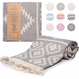 Mebien touche de la nature Turkish Towels Beach Towels Oversized (35\"x67\") Beach Towels for Adults Quick Dry and Sand Free Beach Towel Beach Blanket 100% Cotton Turkish Towel - Vintage Dark Grey