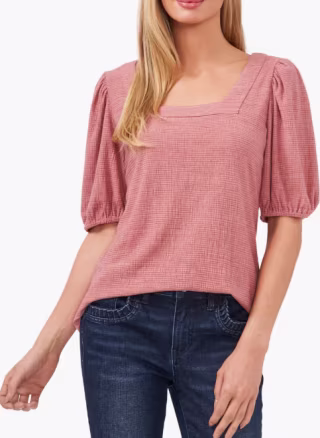 Puff Sleeve Square Neck Top
