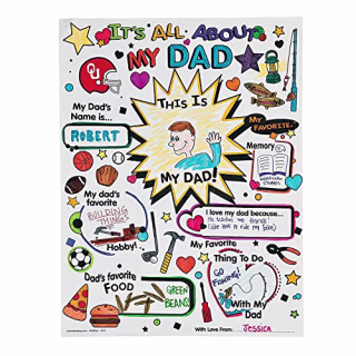 Color Your Own All About Dad Poster - Set of 30 - Father's Day Craft Gifts for Kids and Fun Home Activities