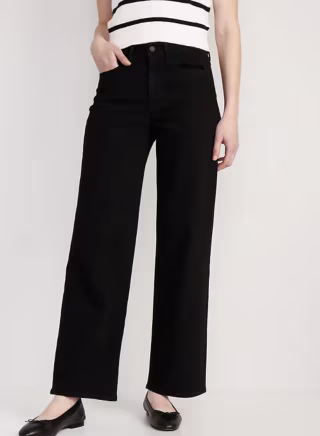 High-Waisted Wow Black-Wash Wide-Leg Jeans