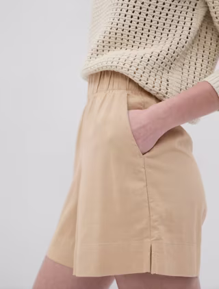 Linen-Blend Pull-On Shorts