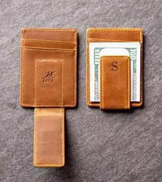Left Coast Original Personalized Leather Magnetic Money Clip