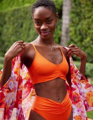 Aerie Ruched Longline Bikini Top