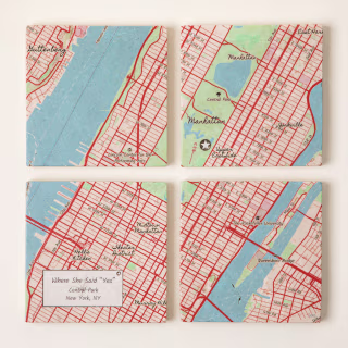 UncommonGoods Custom Map Coaster Set