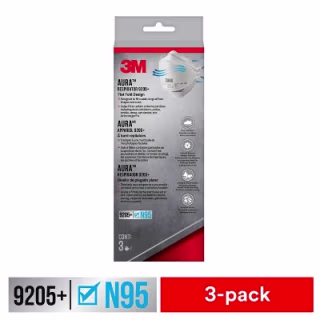 3-Pack Aura Particulate Respirator 9205+