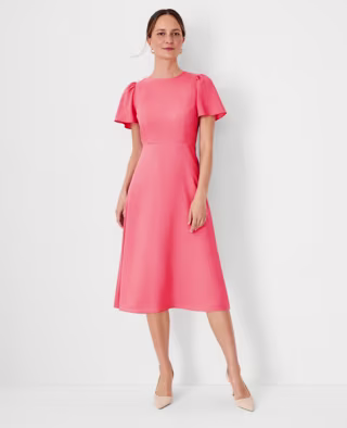 Flutter Sleeve Flare Dress