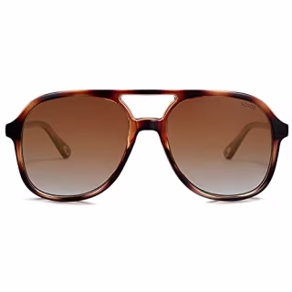 SOJOS Retro Square Polarized Aviator Sunglasses Womens Mens 70s Vintage Double Bridge Sun Glasses SJ2174, Brown Tortoise/Brown