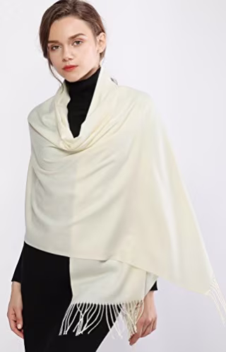 RIIQIICHY Scarfs for Women Winter Ivory Pashmina Shawls and Wraps for Evening Dresses Warm Large Scarves Wedding Shawl