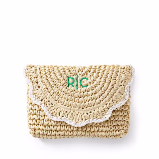 Scalloped Raffia Clutch