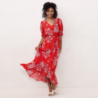 Women's LC Lauren Conrad Ruffled Wrap Maxi Dress, Size: XS, Med Red
