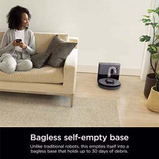 Shark AV2501S AI Ultra Robot Vacuum, with Matrix Clean, Home Mapping, 30-Day Capacity HEPA Bagless Self Empty Base, Perfect for Pet Hair, Wifi, Dark Grey