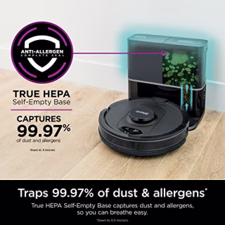 Shark AV2501S AI Ultra Robot Vacuum, with Matrix Clean, Home Mapping, 30-Day Capacity HEPA Bagless Self Empty Base, Perfect for Pet Hair, Wifi, Dark Grey