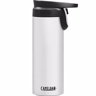 CamelBak Forge Flow Coffee & Travel Mug, Insulated Stainless Steel - Non-Slip Silicon Base - Easy One-Handed Operation - 16oz, White