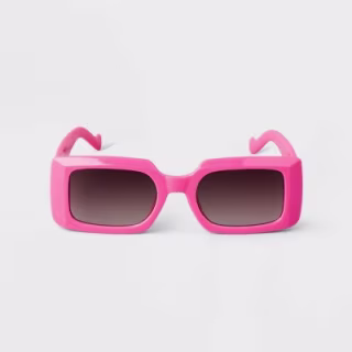 Women's Plastic Rectangle Sunglasses - A New Day(TM) Vibrant Pink