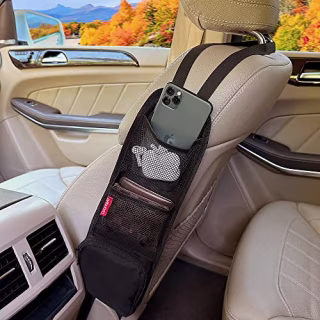 Luckybay Car Seat Side Organizer, Auto Seat Storage Hanging Bag, Phones, Drink, Stuff Holder with Mesh Pocket for Cars, SUV & Truck (Black)
