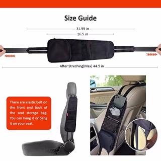 Luckybay Car Seat Side Organizer, Auto Seat Storage Hanging Bag, Phones, Drink, Stuff Holder with Mesh Pocket for Cars, SUV & Truck (Black)