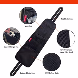Luckybay Car Seat Side Organizer, Auto Seat Storage Hanging Bag, Phones, Drink, Stuff Holder with Mesh Pocket for Cars, SUV & Truck (Black)