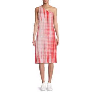 Time and Tru Women's One-Shoulder Tie-Dye Dress
