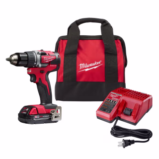 Milwaukee M18 18-Volt Lithium-Ion Brushless Cordless 1/2 in. Compact Drill/Driver with (1) 2.0 Ah Battery, Charger and Tool Bag