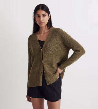 Button-Front Long Cardigan