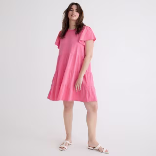 Knit broken-in jersey tiered mini dress