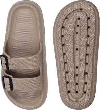 Weweya Men Women EVA Double Buckle Waterproof Pillow Slipper Nude Sandal Squishy Foam Rubber Sandal Khaki Women Size 7 7.5