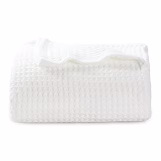 Bedsure 100% Cotton Blankets Twin XL Size for Bed - 405GSM Waffle Weave Blankets for Summer, Cozy and Warm, White Soft Lightweight Woven Blankets for All Seasons, 66x90 inches