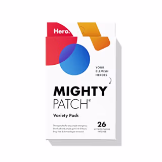 Mighty Patch Variety Pack from Hero Cosmetics - Hydrocolloid Acne Pimple Patches for Covering Zits and Blemishes, Spot Stickers for Face and Skin, Vegan-friendly and Not Tested on Animals (26 Count)