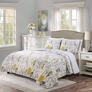 Lush Decor Yellow/Gray (King) Adalia 3-Piece Quilt Set