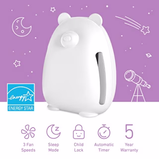 Pure Enrichment(R) PureBaby(R) Kids Bear Air True HEPA Air Purifier - Energy Star Rated, 4 Stage Air Filtration, UV-C Light, and Night Light for Medium-Large Rooms - Baby Nurseries, Kid Bedrooms (White)