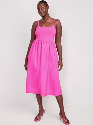 Fit & Flare Combination Midi Cami Dress for Women
