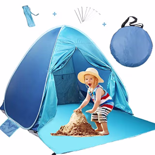 Beach Tent, Sunba Youth Anti UV Beach Shade, Instant Portable Tent Sun Shelter, Pop Up Baby Beach Tent, for 2-3 Person (Blue)