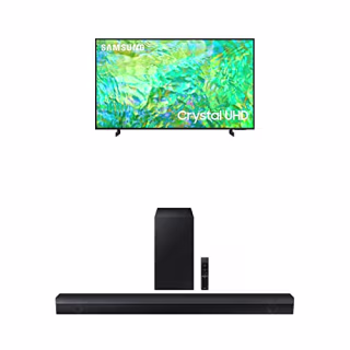 SAMSUNG 55-Inch Class Crystal UHD CU8000 Series PurColor, Object Tracking Sound Lite, (UN55CU8000, 2023 Model) HW-B650 3.1ch Soundbar w/Dolby 5.1 DTS, Subwoofer Included, 2022