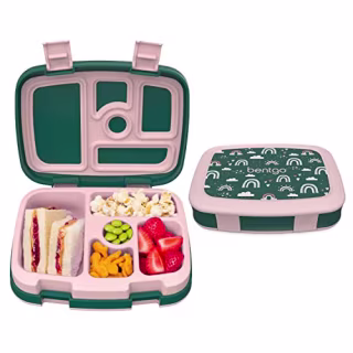 Bentgo(R) Kids Prints Leak-Proof, 5-Compartment Bento-Style Kids Lunch Box - Ideal Portion Sizes for Ages 3 to 7 - BPA-Free, Dishwasher Safe, Food-Safe Materials (Green Rainbow)