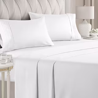 Queen Size Sheet Set - Breathable & Cooling - Hotel Luxury Bed Sheets - Extra Soft - Deep Pockets - Easy Fit - 4 Piece Set - Wrinkle Free - Comfy - White - 4 PC