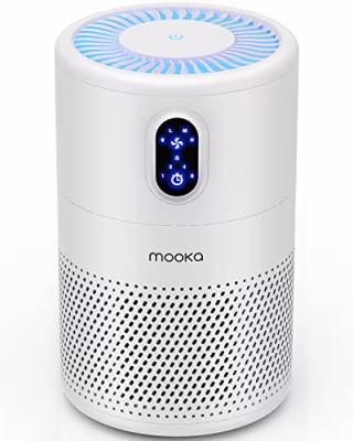 MOOKA Air Purifiers for Home Large Room up to 1076ft?, H13 True HEPA Air Filter Cleaner, Odor Eliminator, Remove Smoke Dust Pollen Pet Dander, Night Light(Available for California)