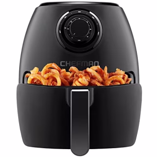 CHEFMAN Small Air Fryer Healthy Cooking, 3.6 Qt, Nonstick, User Friendly and Dual Control Temperature, w/ 60 Minute Timer & Auto Shutoff, Dishwasher Safe Basket, Matte Black, Cookbook Included