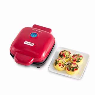DASH Deluxe Sous Vide Style Egg Bite Maker with Silicone Molds for Breakfast Sandwiches, Healthy Snacks or Desserts, Keto & Paleo Friendly, (1 large, 4 mini) - Red