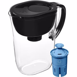 Brita Large Water Filter Pitcher for Tap and Drinking Water with SmartLight Filter Change Indicator + 1 Elite Filter, Reduces 99% Of Lead, Lasts 6 Months, 10-Cup Capacity, Black
