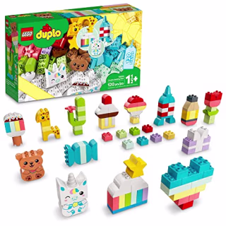 LEGO DUPLO Classic Creative Building Time 10978 Bricks Box, Learning Toy for Toddlers &amp; Kids 18 Months Old, with Unicorn, Heart and Giraffe Toys