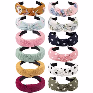 VELSCRUN 12 Pcs Knotted Headbands for Women Knot Headband Wide Head Bands for Women Fashion Headbands Knot Hair Bands Headbands for Girls Elastic Turban Boho Bandeau Diademas para Mujer de Moda