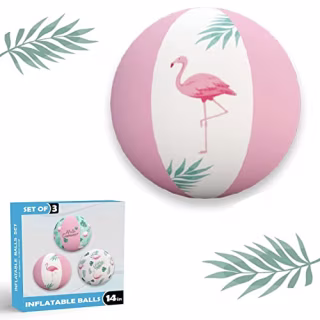 FLAMINGO Inflatable beach ball set of 3, Bachelorette party decorations, SIZE 14 INCHES Floats floatie for girls pool summer party decorations,funny floties water play by NINOSTAR