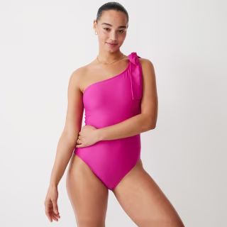 Bow one-shoulder one-piece