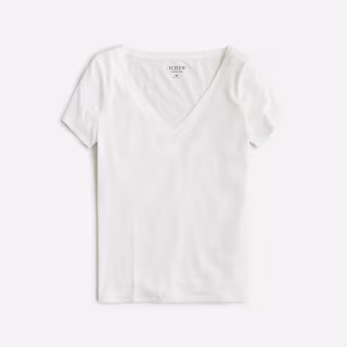 V-neck T-shirt in stretch linen blend